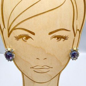 Glamorous Laurel Clip On Earrings, Silver Tone Wreath with Seed Pearl Bloom